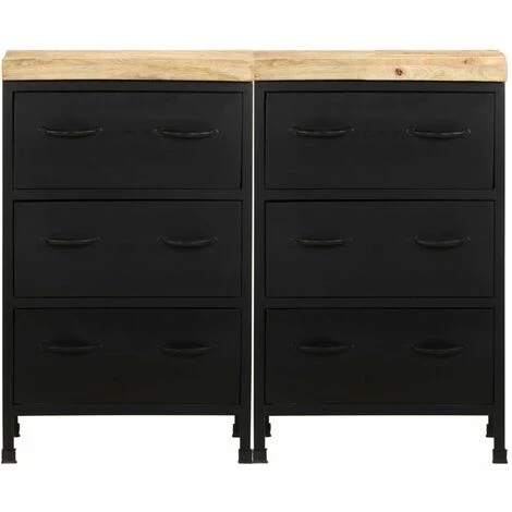 LES TENDANCES Buffet Avec 6 Tiroirs Bois De Manguier Brut 4 LES TENDANCES Buffet Avec 6 Tiroirs Bois De Manguier Brut – Image 4