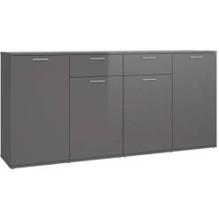 LES TENDANCES Buffet Gris Brillant 160x36x75 Cm