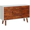 LES TENDANCES Buffet 110x35x70 Cm Bois D'acacia Massif Et MDF