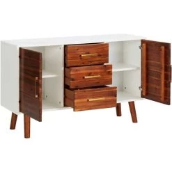 LES TENDANCES Buffet 110x35x70 Cm Bois D'acacia Massif Et MDF -Buffet et enfilade Soldes 66914494 2