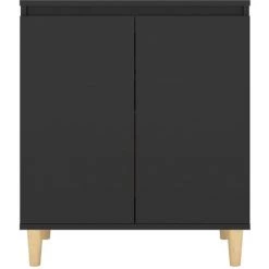 LES TENDANCES Buffet Avec Pieds En Bois Massif Noir 60x35x70 Cm 9 LES TENDANCES Buffet Avec Pieds En Bois Massif Noir 60x35x70 Cm -Buffet et enfilade Soldes 66916225 5