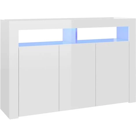 LES TENDANCES Buffet Avec Lumières LED Blanc Brillant 115,5x30x75 Cm 1 LES TENDANCES Buffet Avec Lumières LED Blanc Brillant 115,5x30x75 Cm