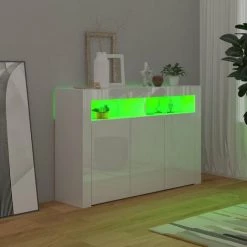 LES TENDANCES Buffet Avec Lumières LED Blanc Brillant 115,5x30x75 Cm 9 LES TENDANCES Buffet Avec Lumières LED Blanc Brillant 115,5x30x75 Cm -Buffet et enfilade Soldes 66916992 5