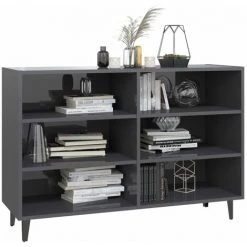 LES TENDANCES Buffet Gris Brillant 103,5x35x70 Cm -Buffet et enfilade Soldes 66917598 3