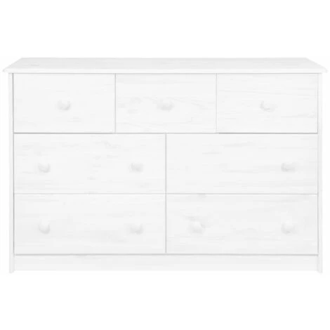 LES TENDANCES Buffet 7 Tiroirs Blanc 113x35x73 Cm Bois De Pin Massif 2 LES TENDANCES Buffet 7 Tiroirs Blanc 113x35x73 Cm Bois De Pin Massif – Image 2