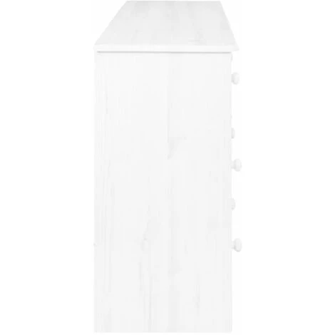 LES TENDANCES Buffet 7 Tiroirs Blanc 113x35x73 Cm Bois De Pin Massif 5 LES TENDANCES Buffet 7 Tiroirs Blanc 113x35x73 Cm Bois De Pin Massif – Image 5