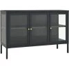 LES TENDANCES Buffet Anthracite 105x35x70 Cm Acier Et Verre