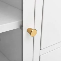 LES TENDANCES Buffet Blanc 105x35x70 Cm Acier Et Verre Trempé -Buffet et enfilade Soldes 66921281 3