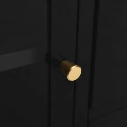 LES TENDANCES Buffet Noir 75x35x70 Cm Acier Et Verre Trempé -Buffet et enfilade Soldes 66922621 3