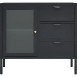 LES TENDANCES Buffet Anthracite 75x35x70 Cm Acier Et Verre Trempé 8 LES TENDANCES Buffet Anthracite 75x35x70 Cm Acier Et Verre Trempé -Buffet et enfilade Soldes 66922640 4