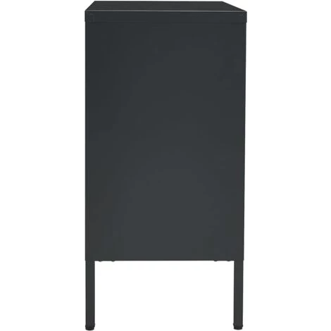 LES TENDANCES Buffet Anthracite 75x35x70 Cm Acier Et Verre Trempé 5 LES TENDANCES Buffet Anthracite 75x35x70 Cm Acier Et Verre Trempé – Image 5