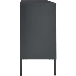 LES TENDANCES Buffet Anthracite 105x35x70 Cm Acier Et Verre Trempé -Buffet et enfilade Soldes 66922768 5