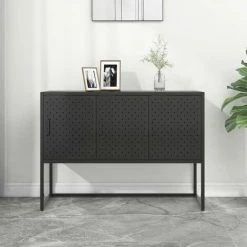 LES TENDANCES Buffet Noir 105x35x75 Cm Acier 7 LES TENDANCES Buffet Noir 105x35x75 Cm Acier -Buffet et enfilade Soldes 66922950 3