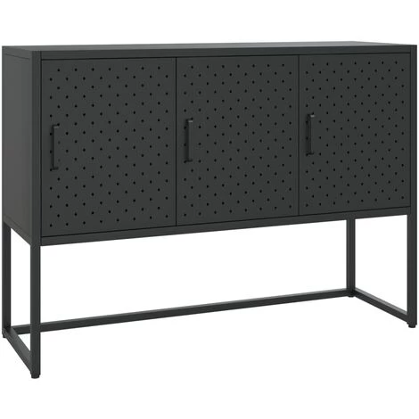 LES TENDANCES Buffet Noir 105x35x75 Cm Acier 4 LES TENDANCES Buffet Noir 105x35x75 Cm Acier – Image 4