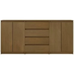 LES TENDANCES Armoires Latérales 3 Pcs Marron Miel Bois De Pin Massif -Buffet et enfilade Soldes 66925773 5