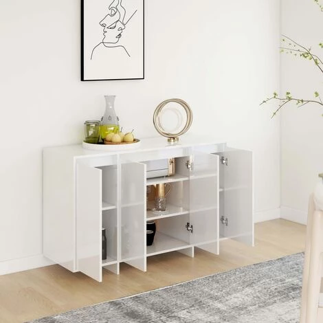 LES TENDANCES Buffet Blanc Brillant 120x41x75 Cm 3 LES TENDANCES Buffet Blanc Brillant 120x41x75 Cm – Image 3