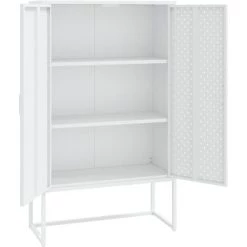 LES TENDANCES Buffet Haut Blanc 80x35x135 Cm Acier -Buffet et enfilade Soldes 66926293 4