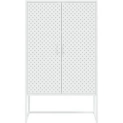 LES TENDANCES Buffet Haut Blanc 80x35x135 Cm Acier -Buffet et enfilade Soldes 66926293 5