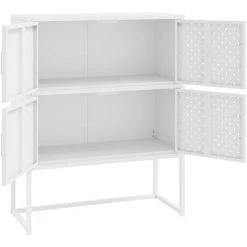 LES TENDANCES Buffet Haut Blanc 80x35x100 Cm Acier -Buffet et enfilade Soldes 66926384 5