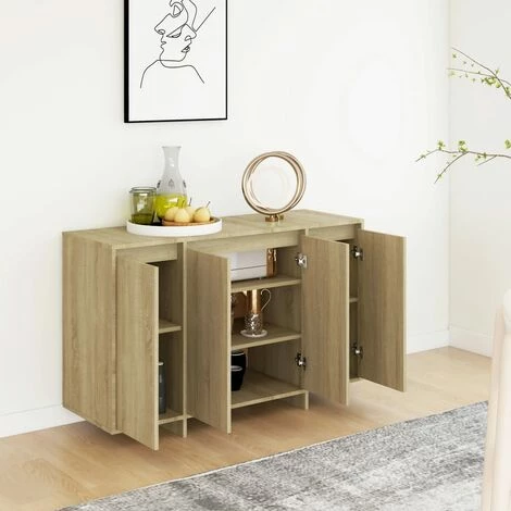 LES TENDANCES Buffet Chêne Sonoma 120x41x75 Cm 3 LES TENDANCES Buffet Chêne Sonoma 120x41x75 Cm – Image 3