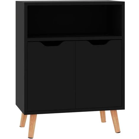 LES TENDANCES Buffet Noir Brillant 60x30x72 Cm 2 LES TENDANCES Buffet Noir Brillant 60x30x72 Cm – Image 2
