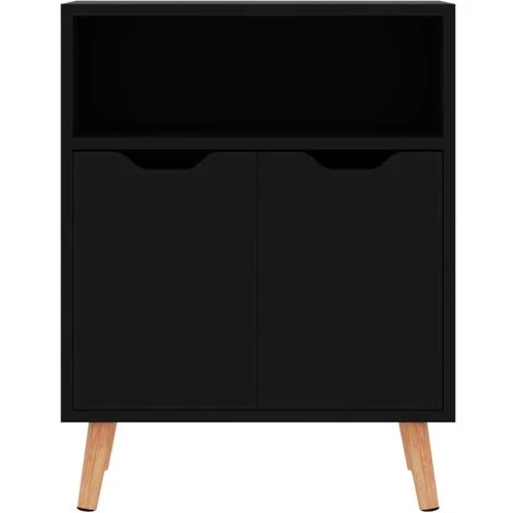 LES TENDANCES Buffet Noir Brillant 60x30x72 Cm 3 LES TENDANCES Buffet Noir Brillant 60x30x72 Cm – Image 3