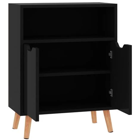 LES TENDANCES Buffet Noir Brillant 60x30x72 Cm 5 LES TENDANCES Buffet Noir Brillant 60x30x72 Cm – Image 5