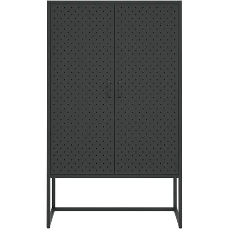 LES TENDANCES Buffet Haut Noir 80x35x135 Cm Acier 5 LES TENDANCES Buffet Haut Noir 80x35x135 Cm Acier – Image 5