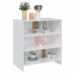 LES TENDANCES Buffet Blanc Brillant 70x40,5x75 Cm -Buffet et enfilade Soldes 66927167 4