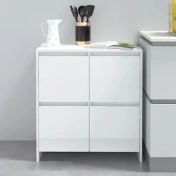 LES TENDANCES Buffets 2 Pcs Blanc Brillant 70x41x75 Cm -Buffet et enfilade Soldes 66927365 4