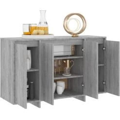LES TENDANCES Buffet Sonoma Gris 120x41x75 Cm -Buffet et enfilade Soldes 66927503 3