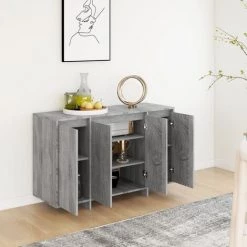 LES TENDANCES Buffet Sonoma Gris 120x41x75 Cm -Buffet et enfilade Soldes 66927503 4