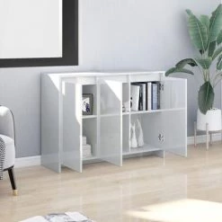 LES TENDANCES Buffet Blanc Brillant 102x33x75 Cm -Buffet et enfilade Soldes 66928081 3