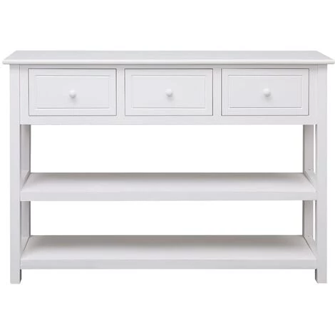 LES TENDANCES Buffet Blanc 108x30x76 Cm Bois De Paulownia Massif 2 LES TENDANCES Buffet Blanc 108x30x76 Cm Bois De Paulownia Massif – Image 2