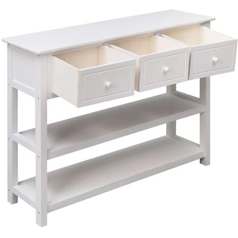 LES TENDANCES Buffet Blanc 108x30x76 Cm Bois De Paulownia Massif 4 LES TENDANCES Buffet Blanc 108x30x76 Cm Bois De Paulownia Massif – Image 4