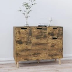 LES TENDANCES Buffet Chêne Fumé 90x30x72 Cm