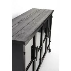 BOITE A DESIGN Buffet En Bois Et Métal à Roulettes L120cm - Ferre Noir - Noir -Buffet et enfilade Soldes 67026320 4