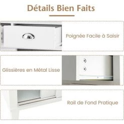 COSTWAY Buffet De Cuisine De 170 Cm Avec Niche, Meuble De Rangement Pour Garde-Manger Sur Pied Avec Portes Coulissantes, Placard Moderne Avec Étagères Ouvertes Et 2 Tiroirs Pour La Maison, Blanc 8 COSTWAY Buffet De Cuisine De 170 Cm Avec Niche, Meuble De Rangement Pour Garde-Manger Sur Pied Avec Portes Coulissantes, Placard Moderne Avec Étagères Ouvertes Et 2 Tiroirs Pour La Maison, Blanc -Buffet et enfilade Soldes 67149974 4
