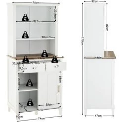 COSTWAY Buffet De Cuisine De 170 Cm Avec Niche, Meuble De Rangement Pour Garde-Manger Sur Pied Avec Portes Coulissantes, Placard Moderne Avec Étagères Ouvertes Et 2 Tiroirs Pour La Maison, Blanc 9 COSTWAY Buffet De Cuisine De 170 Cm Avec Niche, Meuble De Rangement Pour Garde-Manger Sur Pied Avec Portes Coulissantes, Placard Moderne Avec Étagères Ouvertes Et 2 Tiroirs Pour La Maison, Blanc -Buffet et enfilade Soldes 67149974 5