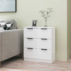 YOUTHUP Buffet Blanc Brillant 60x30x70 Cm Bois D'ingénierie - Blanc