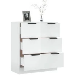 YOUTHUP Buffet Blanc Brillant 60x30x70 Cm Bois D'ingénierie - Blanc -Buffet et enfilade Soldes 67161956 4