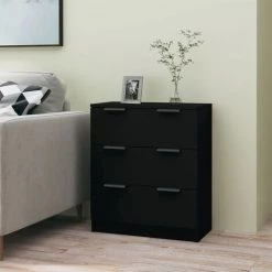 YOUTHUP Buffet Noir 60x30x70 Cm Bois D'ingénierie - Noir