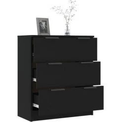 YOUTHUP Buffet Noir 60x30x70 Cm Bois D'ingénierie - Noir -Buffet et enfilade Soldes 67162204 4