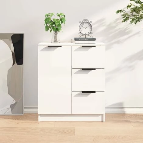 YOUTHUP Buffet Blanc Brillant 60x30x70 Cm Bois D'ingénierie - Blanc 1 YOUTHUP Buffet Blanc Brillant 60x30x70 Cm Bois D'ingénierie - Blanc