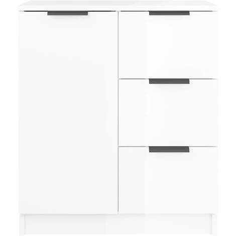 YOUTHUP Buffet Blanc Brillant 60x30x70 Cm Bois D'ingénierie - Blanc 3 YOUTHUP Buffet Blanc Brillant 60x30x70 Cm Bois D'ingénierie - Blanc – Image 3