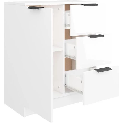 YOUTHUP Buffet Blanc Brillant 60x30x70 Cm Bois D'ingénierie - Blanc 5 YOUTHUP Buffet Blanc Brillant 60x30x70 Cm Bois D'ingénierie - Blanc – Image 5