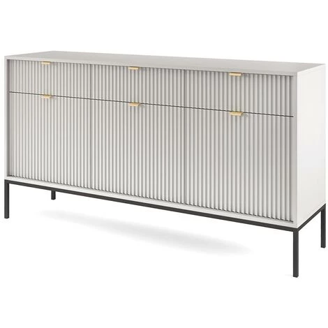 VENTE-UNIQUE.COM Buffet Avec 3 Portes Et 3 Tiroirs - Gris - LIOUBA - Gris Clair 2 VENTE-UNIQUE.COM Buffet Avec 3 Portes Et 3 Tiroirs - Gris - LIOUBA - Gris Clair – Image 2