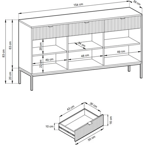 VENTE-UNIQUE.COM Buffet Avec 3 Portes Et 3 Tiroirs - Gris - LIOUBA - Gris Clair 4 VENTE-UNIQUE.COM Buffet Avec 3 Portes Et 3 Tiroirs - Gris - LIOUBA - Gris Clair – Image 4