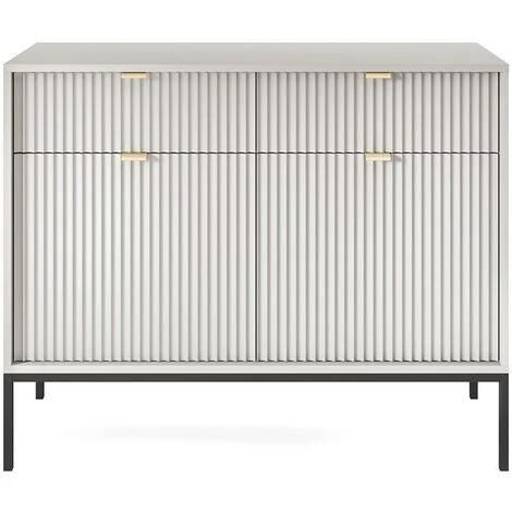 VENTE-UNIQUE.COM Buffet Avec 2 Portes Et 2 Tiroirs - Gris - LIOUBA - Gris Clair 2 VENTE-UNIQUE.COM Buffet Avec 2 Portes Et 2 Tiroirs - Gris - LIOUBA - Gris Clair – Image 2