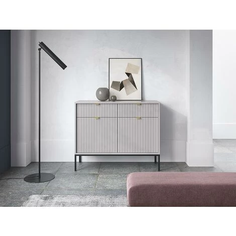 VENTE-UNIQUE.COM Buffet Avec 2 Portes Et 2 Tiroirs - Gris - LIOUBA - Gris Clair 3 VENTE-UNIQUE.COM Buffet Avec 2 Portes Et 2 Tiroirs - Gris - LIOUBA - Gris Clair – Image 3